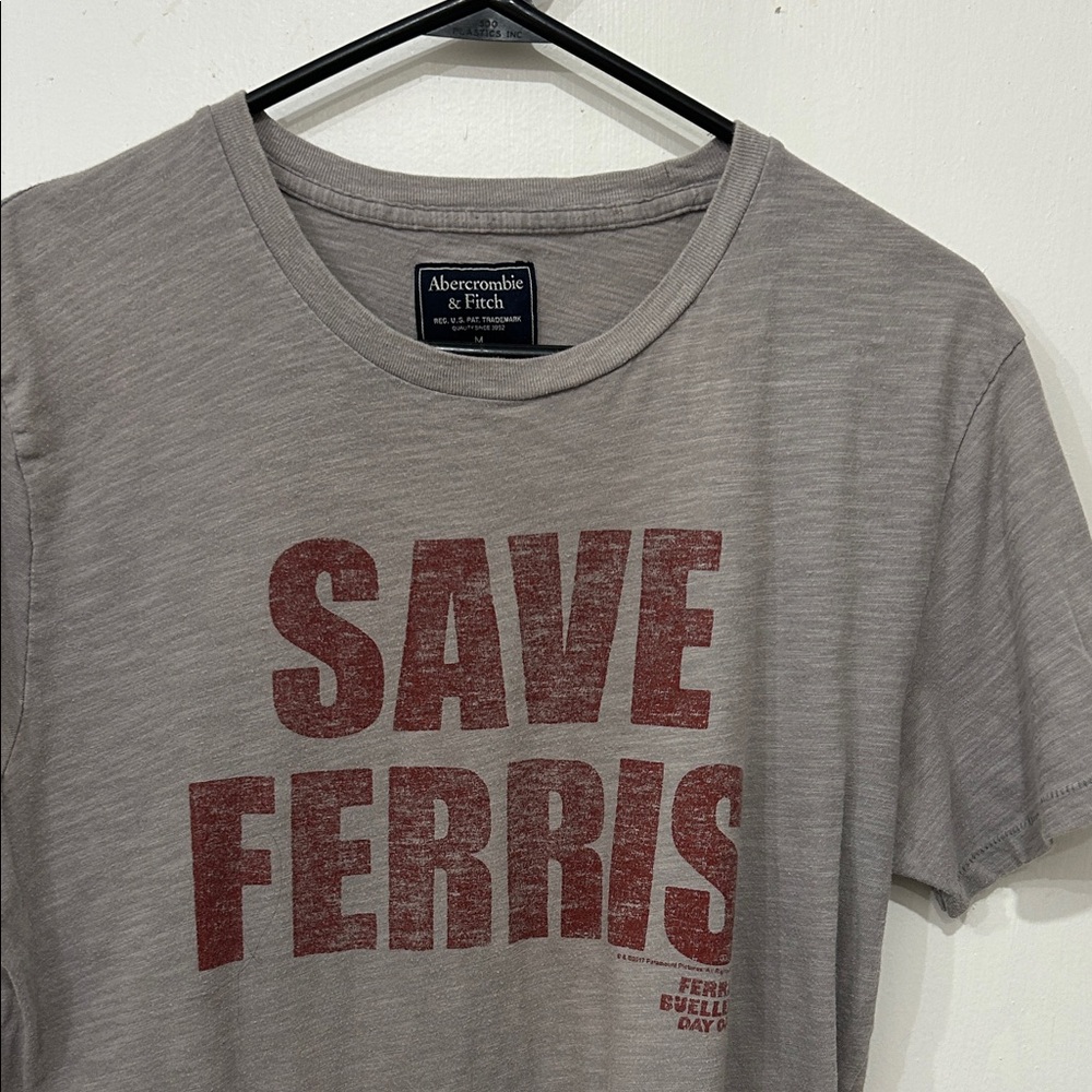Abercrombie & Fitch Heather Gray Tee with Maroon Text